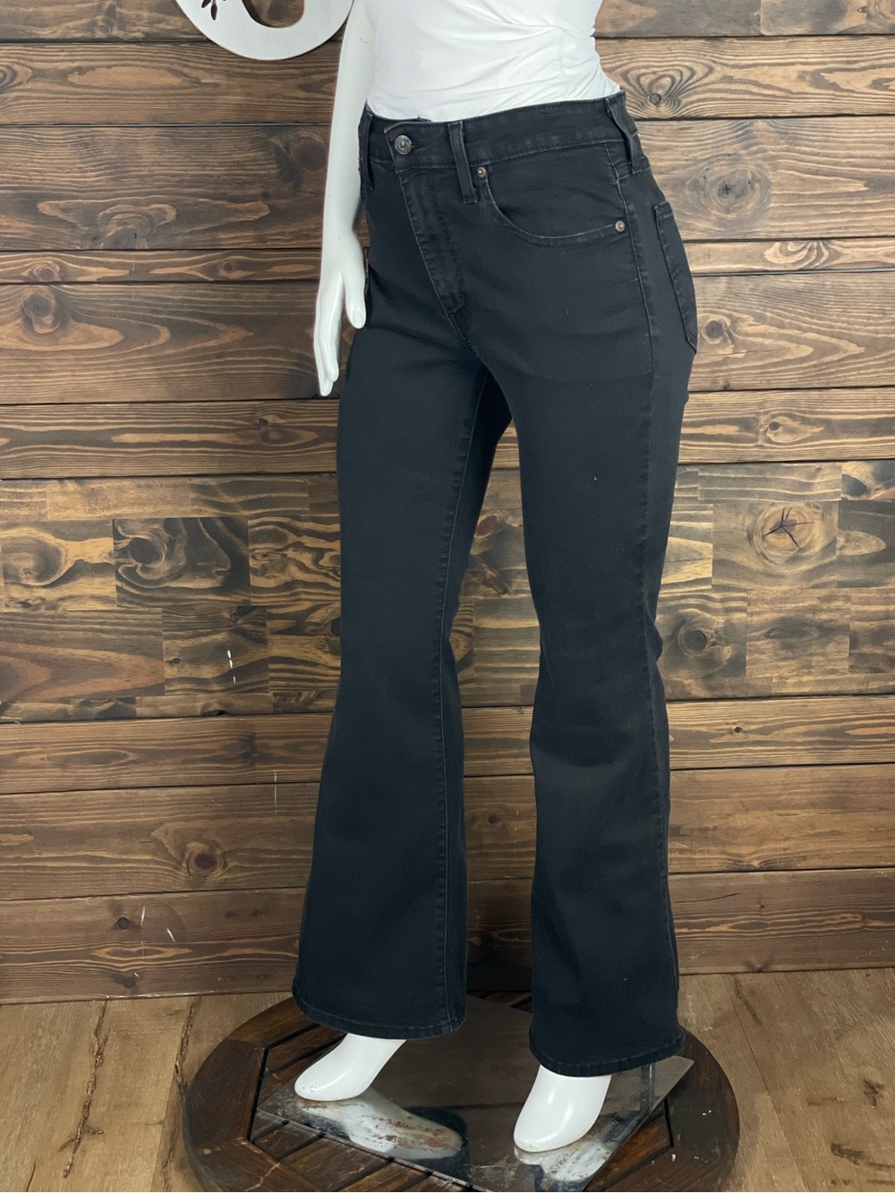 Levi’s | 726 Flare High-Rise Black Denim Jeans Wide Leg Stretch Denim